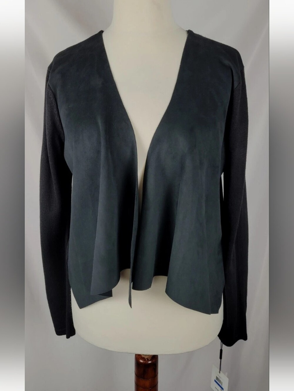 NWT Calvin Klein Faux Suede & Knit Draped Open Sweater Size Xlarge